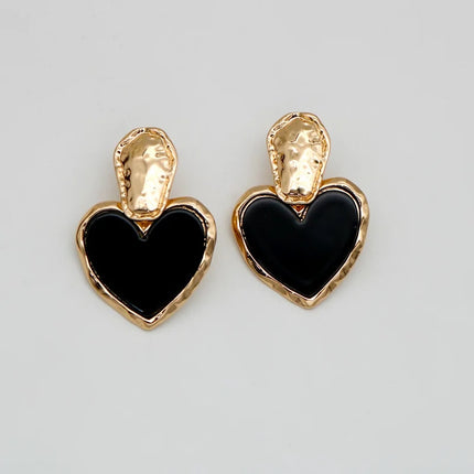 Black Heart Drop Earrings - Vintage Zinc Alloy Fashion Jewelry