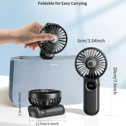 Ventilador portátil plegable de mano con pantalla LED