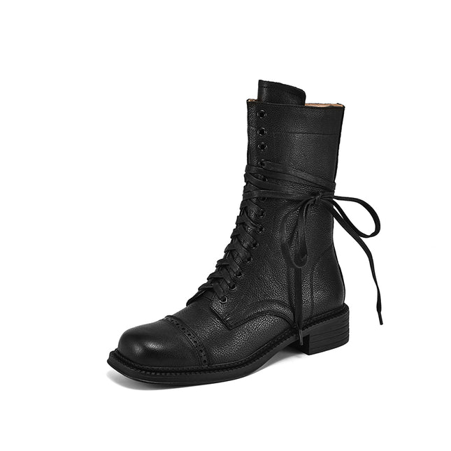 Bottines Chelsea à lacets en cuir pour automne et hiver