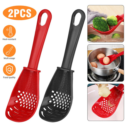 2PCS Kitchen Cooking Spoon Tool Multifunction Scoop Soup Skimmer Heat Resistant Kitchen Cooking Spoon - Wnkrs