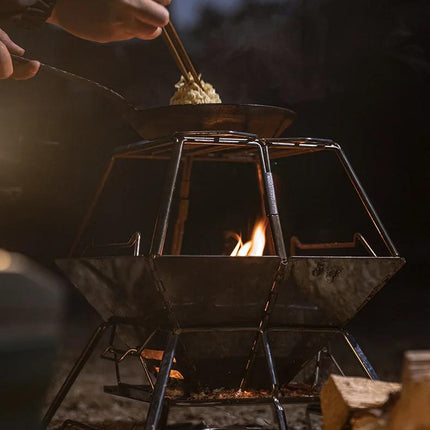 Juego de parrilla para barbacoa portátil y plegable de acero inoxidable