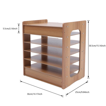 Wood Office Paper Organizer - 7Tier Widen Desktop File Holder - Wnkrs