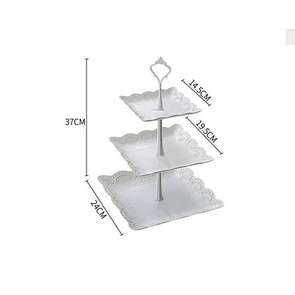 3Tier Cake Stand Afternoon Tea Wedding Party Plates Tableware Embossed Tray UK - Wnkrs