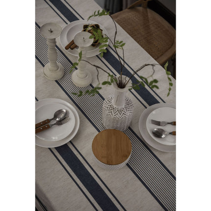 Elegant Striped Cotton and Linen Tablecloth - Perfect for Any Occasion