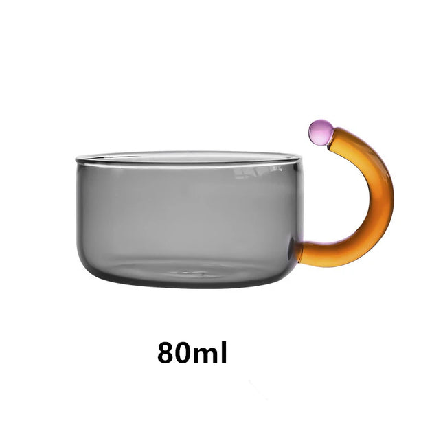 Ensemble théière et tasse à thé en verre coloré