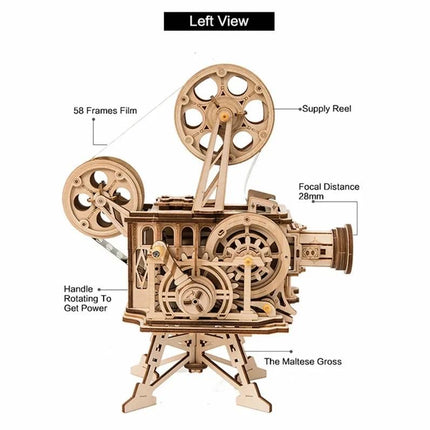 DIY 3D Wooden Film Projector Model Kit - Wnkrs