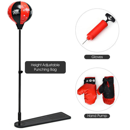 Kids Adjustable Height Punching Bag with Stand and Gloves Set - Wnkrs