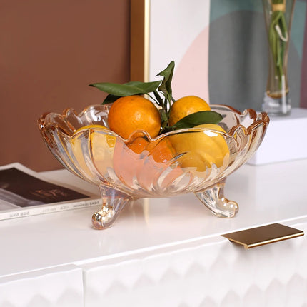 Nordic Vintage Amber Crystal Glass Tray