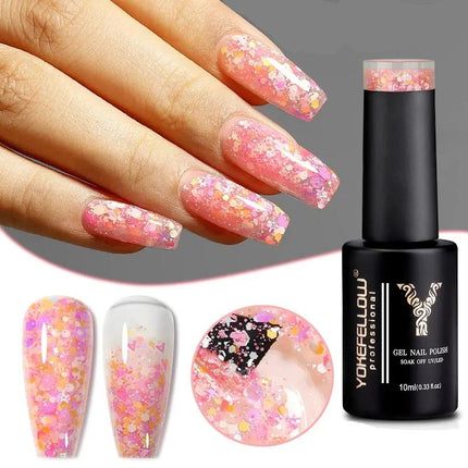 Esmalte de uñas en gel con lentejuelas brillantes