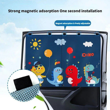 Universal Magnetic Car Side Gear Sunshade - Cartoon Curtain for Children's Sun Protection and Heat Insulation - Wnkrs