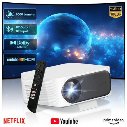 4K Portable Smart WiFi Home Theater Projector with Full HD & Bluetooth