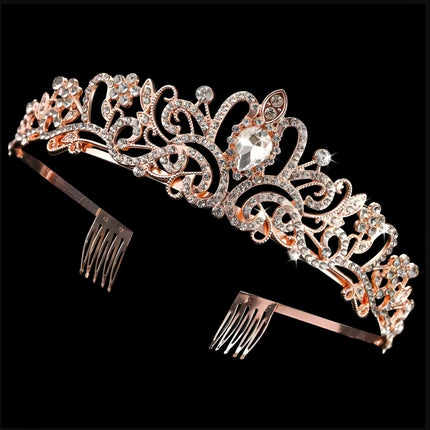 Tiara de perlas y diamantes de imitación hecha a mano para bodas, cumpleaños y fiestas