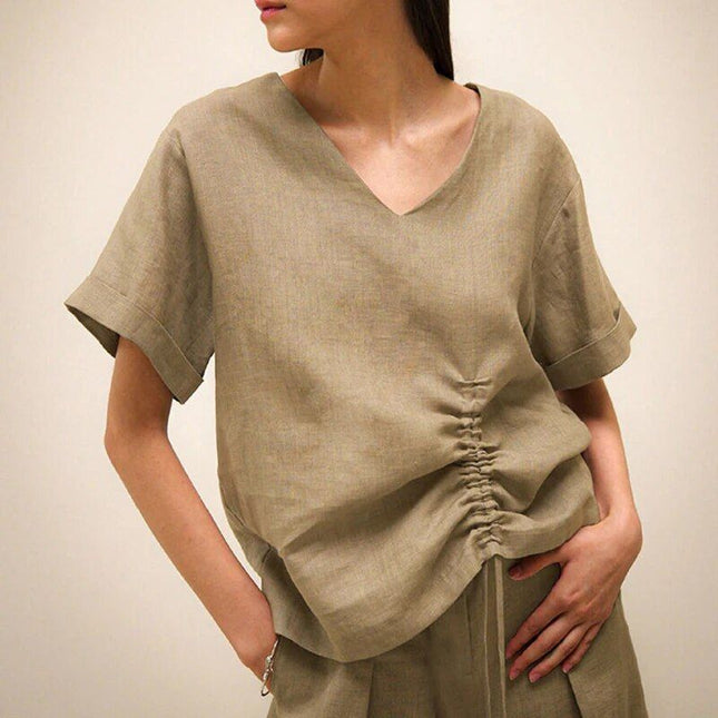 T-shirt col V en lin chic