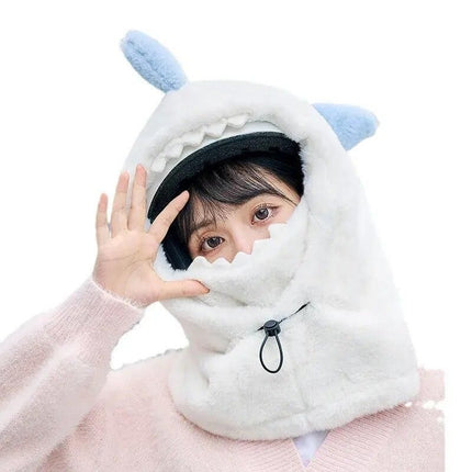 Cute Cartoon Shark Fleece Ski Helmet Cover - Comfortable & Warm Headwear for Winter Sports - Wnkrs