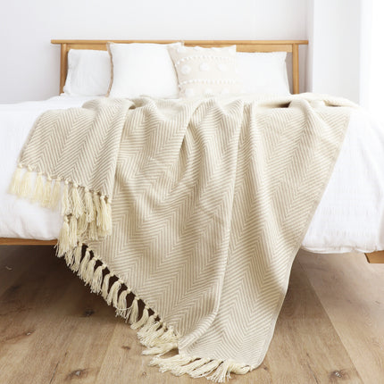 Classic Retro Herringbone Weave Sofa Blanket - Wnkrs