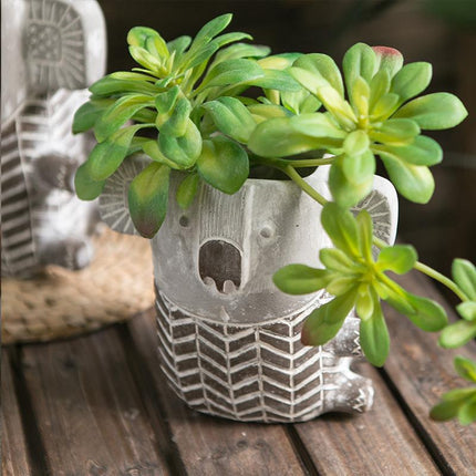 Charmant vase rétro en ciment Koala pour plantes succulentes