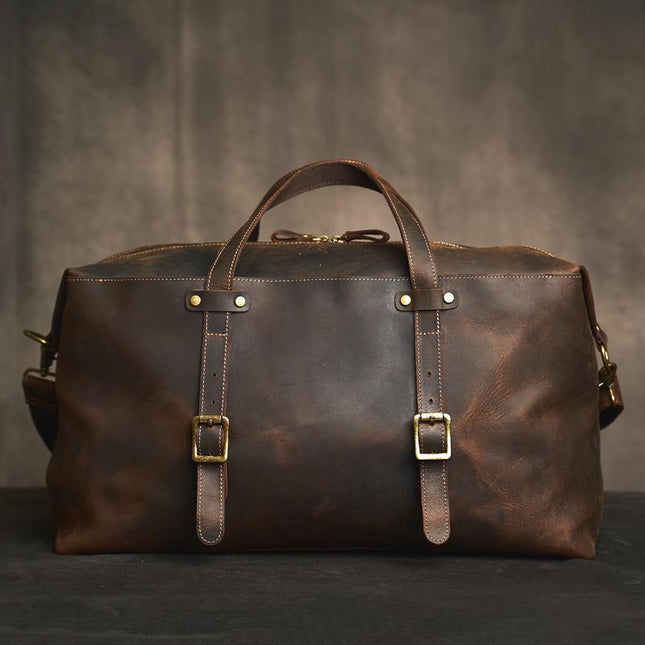 Genuine Leather Vintage Travel Duffle Bag for Men