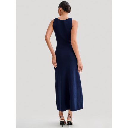 Robe longue boutonnée élégante sans manches pour femme