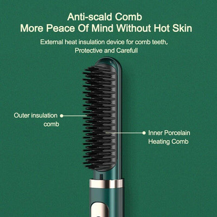 Electric Professional Negative Ion Hair Straightener Brush Curling Hot Comb - Wnkrs