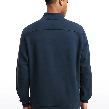 Sweat-shirt à col montant et demi-zip doublé en polaire pour homme