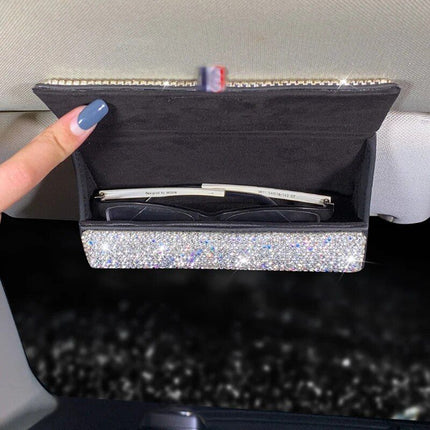 Luxurious Crystal Rhinestone Suede Leather Car Glasses Case - Wnkrs