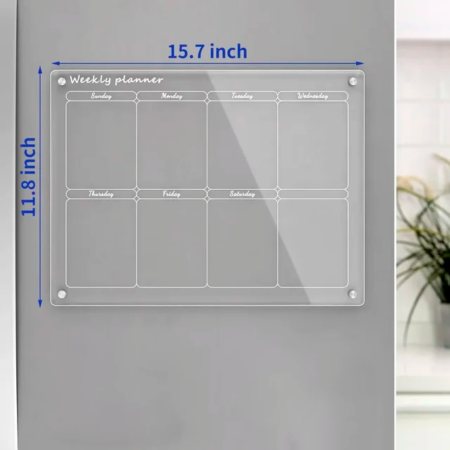 Tableau calendrier magnétique en acrylique transparent pour réfrigérateur