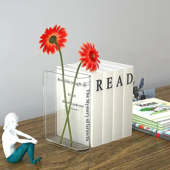 Modern Acrylic Book Flower Vase - Stylish Home Decor - Wnkrs