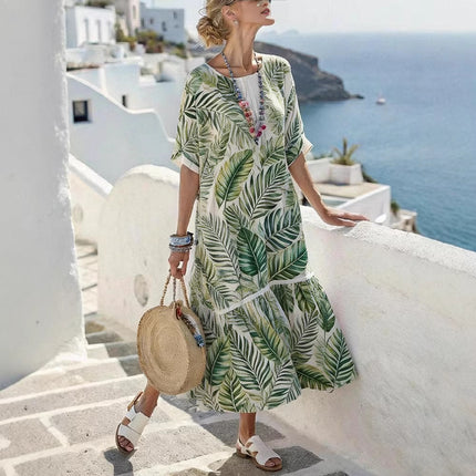 Vestido largo de mujer con estampado digital