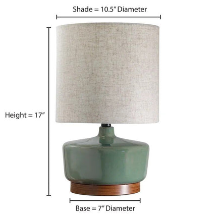 Elegant Mid-Century Modern Ceramic & Wood Table Lamp, 17" - Wnkrs