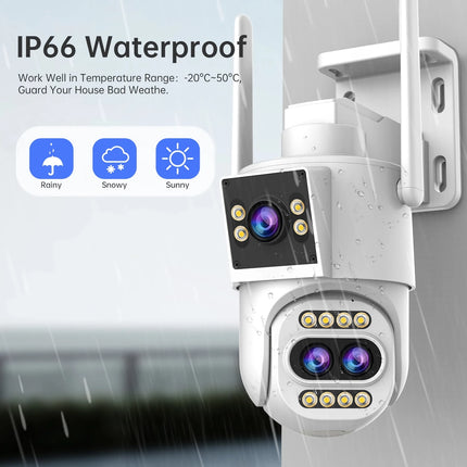 Advanced Security Camera with Dual Screens and Triple Lenses