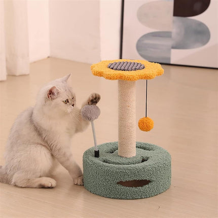 Cadre d'escalade compact pour chat avec griffoir en sisal et jouets interactifs