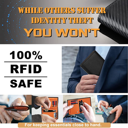 Cartera de hombre de fibra de carbono con protección RFID y bolsillo para monedas