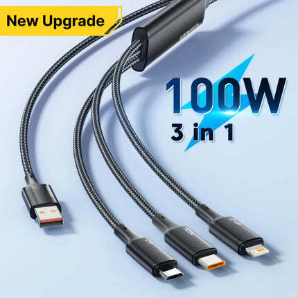 Cable de carga rápida Lightning USB C a tipo C 3 en 1 de 100 W