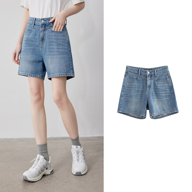 Short en jean taille haute pour femme