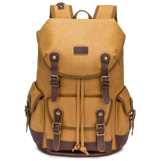 Mochila vintage de lona para exteriores, de gran capacidad, resistente al agua