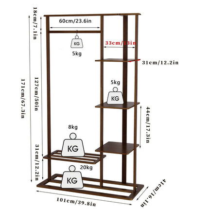 3-in-1 Bamboo Hall Tree, Clothes Rack with Shelves & Shoe Bench - Wnkrs