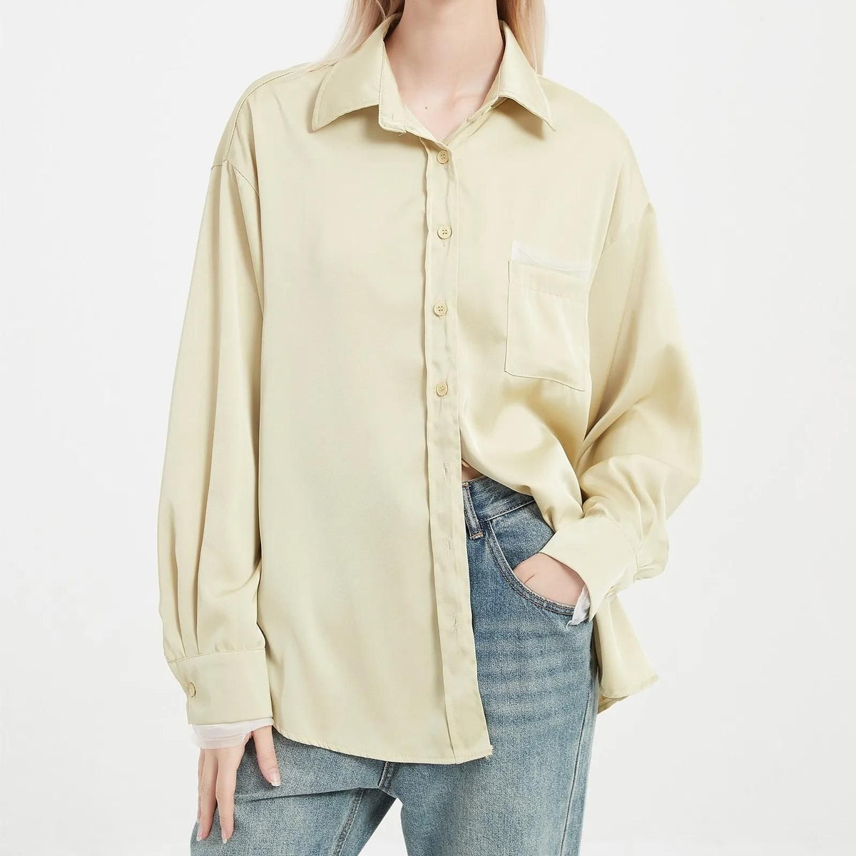 Elegant Satin Long Sleeve Blouse