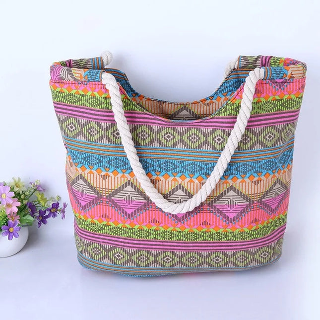 Sac à bandoulière de plage en toile rayée