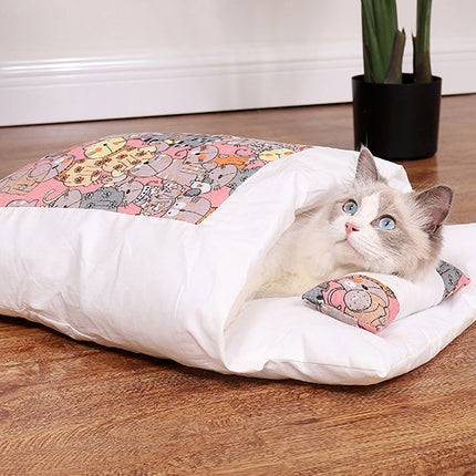 Cama cueva para gatos con estampado