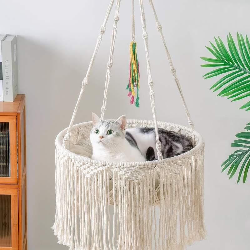 Boho Chic Macrame Cat Hammock