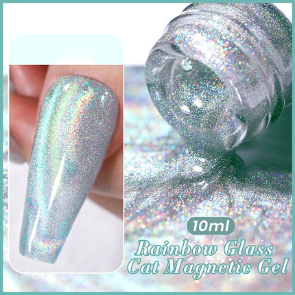 Esmalte de uñas en gel magnético con efecto gato y luz de luna reflectante de 10 ml