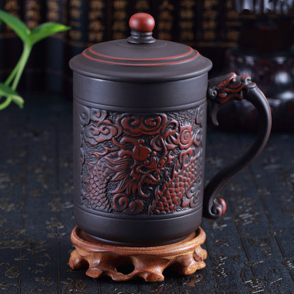 Chinese Embossed Dragon And Phoenix Tea Cup - Wnkrs