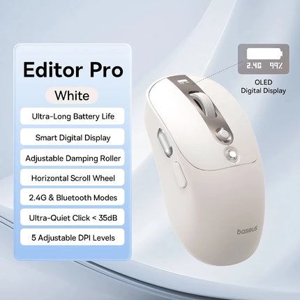 Rechargeable Wireless Bluetooth Mouse with OLED Display - Ergonomic Dual Mode Design