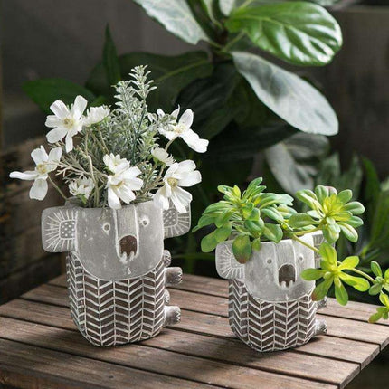 Charmant vase rétro en ciment Koala pour plantes succulentes