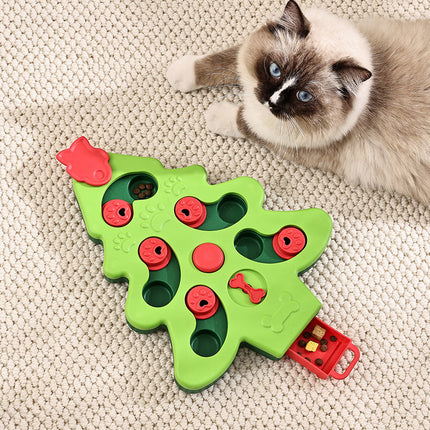 Jouet puzzle interactif pour chien en forme d'arbre de Noël