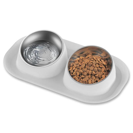 Cuenco doble inclinado de acero inoxidable para perros: cuencos de alimentación extraíbles, antideslizantes y antiderrames para gatos y perros