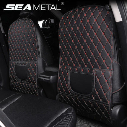 Deluxe PU Leather Car Seat Back Protector with Storage - Wnkrs