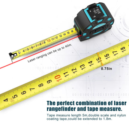 Ruban à mesurer et télémètre laser numérique 2 en 1 40 M