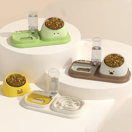 Distributeur d'eau automatique 2 en 1 pour animaux de compagnie et bol pour chat Slow Food