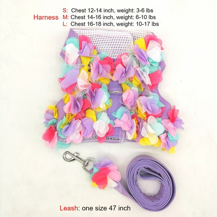 Ensemble harnais et laisse pour chien à motif floral - Accessoires pour animaux de compagnie élégants et confortables